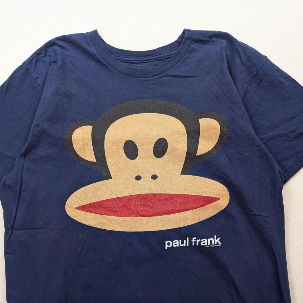 Y2K Paul Frank Monkey Navy Blue Big Head Frank Julius Tshirt Sz Large